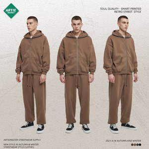 2023 Otoño Invierno pareja moda Artiemaster más grueso Unisex peso pesado 360g cremallera completa en blanco de gran tamaño marcado sudaderas con capucha - Product Image 2