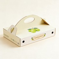 Boîte en carton ondulé personnalisée pour fruits frais avec impression CMYK, emballage cadeau, emballage recyclable, boîtes pour pommes, dattes, poires avec poignée