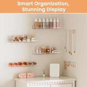 Étagères murales modernes en acrylique transparent lavable pour <span class=keywords><strong>bibliothèque</strong></span>, bureau, école, maison, rangement mural, étagère flottante, organisateur mural - Product Image 2