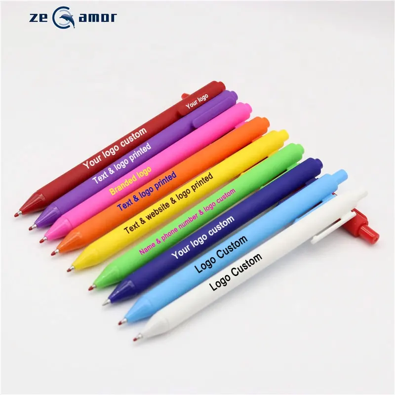 Zeamor ปากกาหมึกเจลสีดำ1.0มม.,ปากกาแบรนด์สีเขียวชมพูสีบาร์เรลเคลือบยางแบบกำหนดเองกำมะหยี่