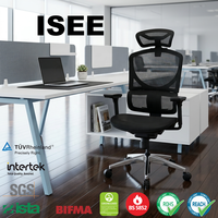 Fauteuil de Direction Ergonomique Contemporain en Maille, Inclinable, avec Accoudoirs à Commande 4D, Pivotant, à Suspension à Gaz Classe IV et Verrouillage d'Inclinaison