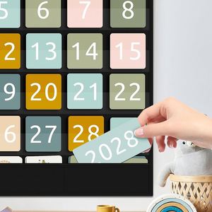 Boho Large Monthly <b>Calendar</b> Pocket Chart for Classroom 92-Card Homeschool Organizer Accessory - Product Image 4