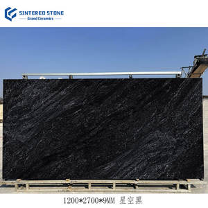 Carreau de porcelaine de Chine 1200x2700x9mm grande <span class=keywords><strong>dalle</strong></span> surface brillante pierres frittées noires décoration murale supérieure en marbre pour halls - Product Image 3