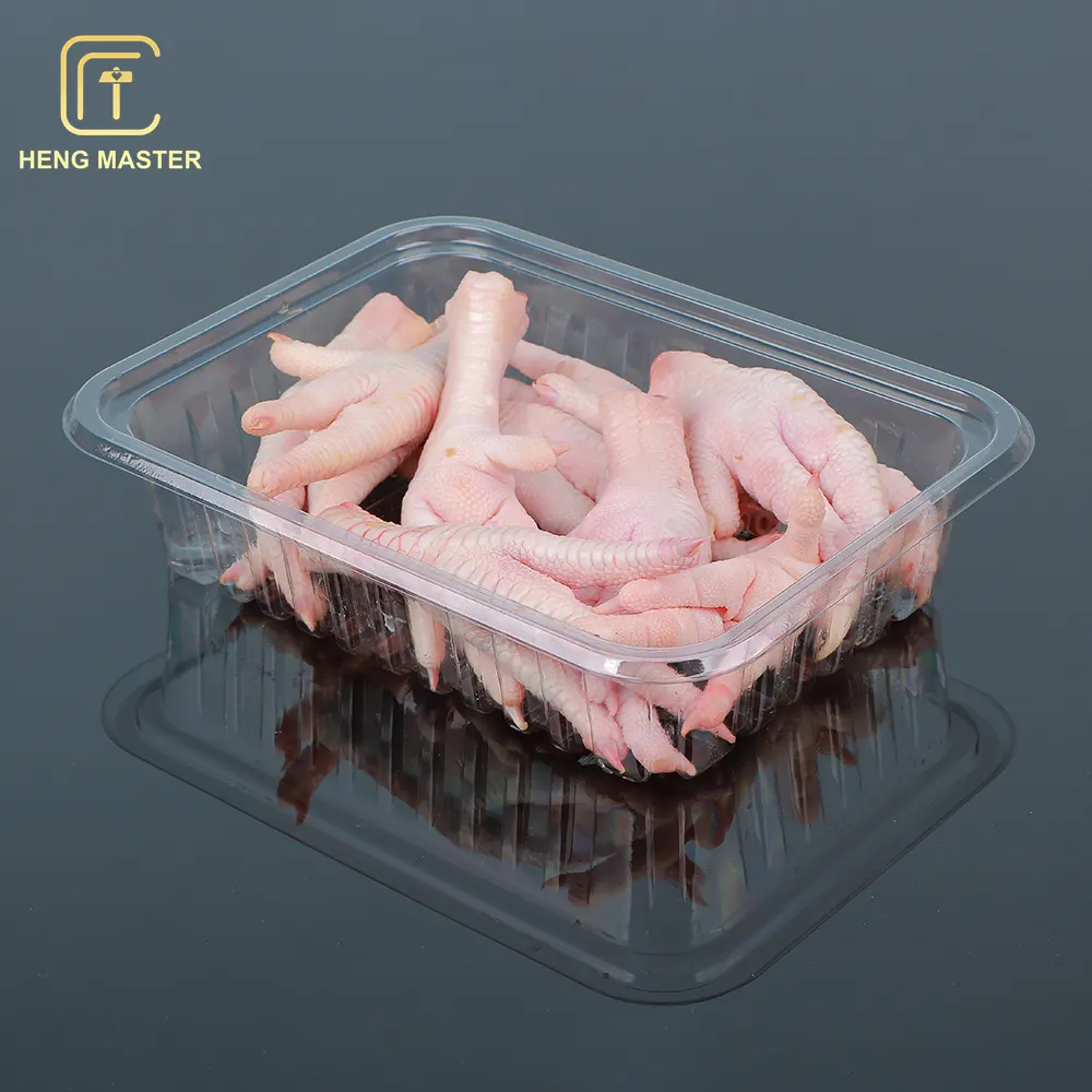 Hengmaster Food Grade Supermarket PP PET Plastic Tray For Meat Fish Seafood Fruit Vegetable Packaging Box Plate