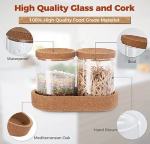 Conjunto de 3 Potes de Vidro Multifuncionais com Tampa de Cortiça para Armazenamento de Maquiagem - Product Image 3