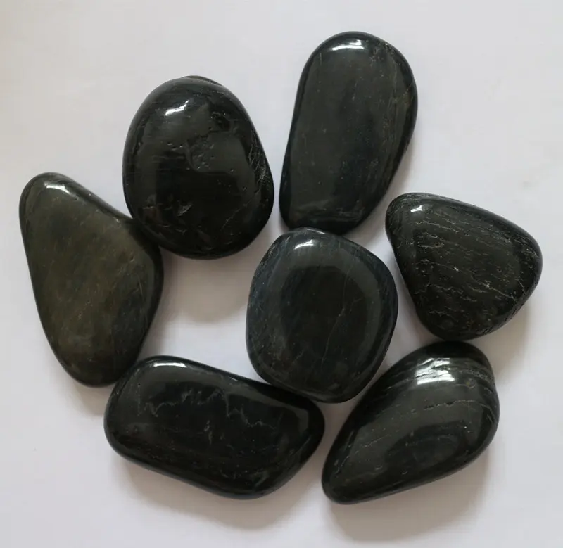 Black color mexican beach polished landscaping river pebbles for garden path