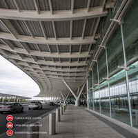 Structure en acier préfabriquée pour auvent d'aéroport, abri anti-pluie en acier, couverture d'entrée de terminal passagers, projet de construction