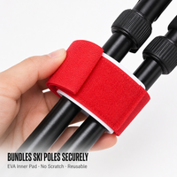 Sangle d'épaule réglable pour le transport de skis, en nylon noir, avec fermeture auto-agrippante et rembourrage EVA, étiquette rouge, faible MOQ, vente en gros