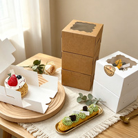 Boîte à gâteau et biscuits carrée transparente en papier écologique, mini emballage avec fenêtre, boîte à dessert à emporter, personnalisable