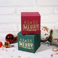 Boîte cadeau de Noël en gros, motif carré doré, pour bonbons, cadeaux, fêtes, décorations de festival, Joyeux Noël