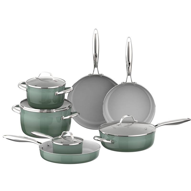 9 Pieces Ceramic Cookware Set Hot