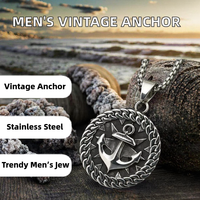 Pendentif Médaille Vintage en Acier Inoxydable pour Hommes, Collier Ancre Rétro, Style Orthodoxe, Bijou Tendance Mode Océanique DMP 176
