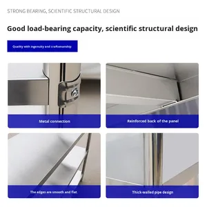 Stainless Steel Non-folding Beam Type Kitchen Floor Rack Four-layer Storage Microwave <strong>Oven</strong> Balcony Shelving Thickened - Product Image 6