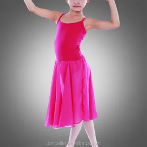 Saf renk sıcak çocuklar dans giyim çocuk dans kostümü performans takım kısa kollu pamuk bale elbise leotard etek