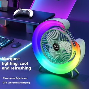 Lámpara de escritorio de oficina pequeña con carga USB, ventilador LED de Color para dormitorio de estudiantes, regalo promocional y de negocios - Product Image 1
