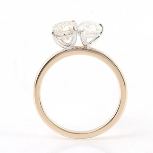 Fine Jewelry <b>Rings</b> Custom Toi Et Moi <b>Ring</b> Radiant Cut and Pear Cut Moissanite Diamond 10k Gold <b>Two</b> <b>Stone</b> Wedding <b>Ring</b> Anillos - Product Image 4