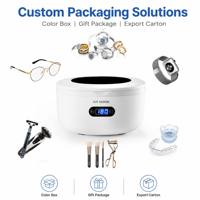 GT-F6 Pembersih Perhiasan & Gigi Ultrasonik Mini Portabel Elektrik 40kHz Digital Kapasitas 750ml Bahan Stainless Steel 35W Garansi 1 Tahun untuk Rumah Tangga