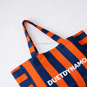 Custom Striped Cotton <strong>Canvas</strong> <strong>Tote</strong> <strong>Bag</strong> with Long Strap <strong>Large</strong> Size Orange Blue Printed <strong>Canvas</strong> Shopping <strong>Tote</strong> <strong>Bag</strong> with Overall Print - Product Image 3