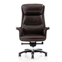 Chaise de bureau exécutive de luxe contemporaine en cuir véritable avec dossier en maille, pivotant à 360° et réglable en hauteur