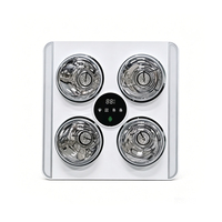 Lámpara de Baño Empotrada Moderna Blanca con Calefactor, 4 Bombillas Infrarrojas, Ventilador Silencioso y Panel de Control Central para el Hogar