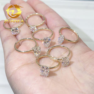 Instock 14K Oro 1Ct Moissanite Solitario Anillo de compromiso Estilo clásico Iced out <span class=keywords><strong>Promise</strong></span> rings Fancy cut hip hop moissanite ring - Product Image 1