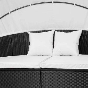 أثاث الفناء في الهواء الطلق, سرير نهاري مستدير مع مظلة قابلة للسحب من الخوص الروطان فصل مقاعد مقطوعة أريكة لشرفة الفناء الخلفي - Product Image 6