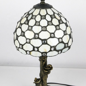 LongHuiJing 8 Inch Retro Pteris Beads Stained Glass Tiffany Style <b>Bedside</b> Reading Lamp - Product Image 6