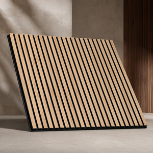 Écran en lattes <span class=keywords><strong>de</strong></span> teck 849C avec panneau acoustique en bois, panneau à lattes insonorisant <span class=keywords><strong>de</strong></span> qualité supérieure et <span class=keywords><strong>feutre</strong></span> en placage <span class=keywords><strong>de</strong></span> bois élégant - Product Image 1