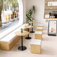 Table et chaises modernes en bois massif pour café commercial, combinaison pour salon de thé, table à manger carrée de petite taille pour pâtisserie