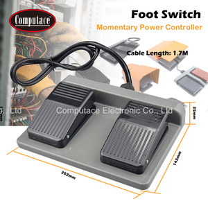 Interrupteur à pédale double FS-01-02, boîtier en plastique et métal, AC250V 16A, commande momentanée au pied avec câble de 1,7 m pour équipement industriel - Product Image 2