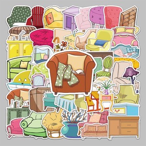 50個売れ筋漫画かわいいフレッシュアートシンプル自然楽しい家具ステッカースーツケース電話ケースヘルメットヘッドホンステッカー - Product Image 1