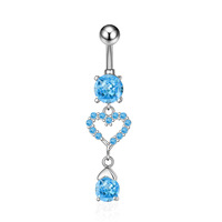 Bijoux de piercing corporel en Zircon de mode goutte d'eau en forme de coeur ongles de danse du ventre rose avec nombril nu pour mariage