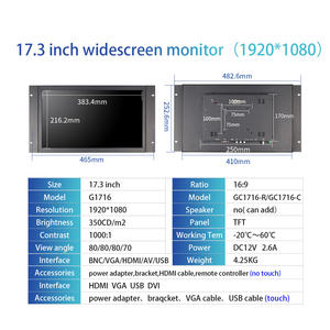ZHIXIANDA fabrika 17.3 inç 1920*1080 açık çerçeve dokunmatik ekran monitör endüstriyel gömülü Panel PC kapasitif dirençli ekran - Product Image 5