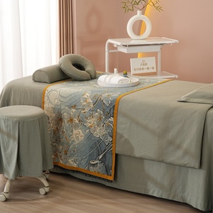 Màu xanh lá cây vẻ đẹp massage trải giường đặt mùa hè mát mẻ siêu mềm Spa Salon tấm ga trải giường với khuôn mặt lỗ - Product Image 5