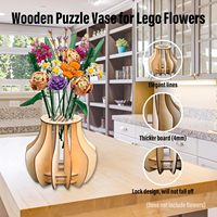 Vas puzzle kayu 3d untuk dewasa, tampilan bunga puzzle kayu DIY