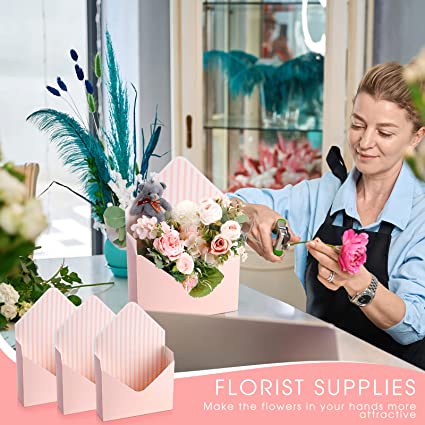 10 Pcs Florist Bouquet Envelope Boxes Bulk Pink Flower Bouquet Packaging Gift Paper Boxes Wrapping Flower Boxes for Arrangements