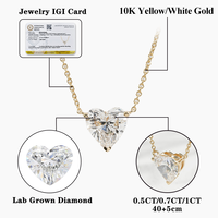 Kalp Kesim 0.5CT 0.7CT 1CT DEF VS VVS HPHT CVD Laboratuvarda Yetiştirilmiş Elmaslar 10 Ayar Sarı Beyaz Altın Kolyeler