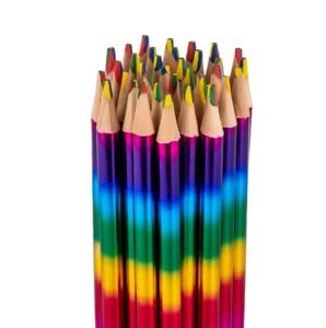 Kit de crayons de couleur arc-en-ciel personnalisés de haute qualité, non toxiques, pour le dessin et l'esquisse créatifs avec mine colorée - Product Image 3