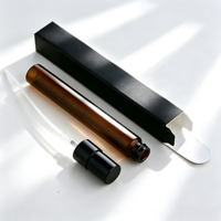 Flacon de parfum en verre ambré cylindrique de 10 ml, vaporisateur à pompe, logo imprimé en sérigraphie, boîte noire/blanche, atomiseur portable rechargeable