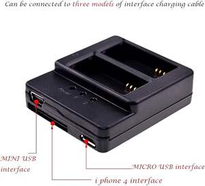 Suptig Batterie de caméra d'action portable <span class=keywords><strong>Chargeur</strong></span> rapide à <span class=keywords><strong>double</strong></span> charge avec câble USB Batterie 2 * pour <span class=keywords><strong>Gopro</strong></span> Hero3 +/3 - Product Image 2