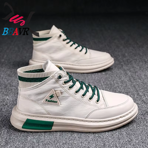 Vente en gros de baskets en toile blanches décontractées personnalisées noires à tige haute pour hommes - Product Image 3
