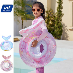 Anillo inflable de sirena para niños, para jugar en la piscina o el parque acuático, con asas y bolsillo. - Product Image 5