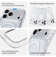 Coque de téléphone magnétique transparente électroplaquée en gros pour 17 Pro Max, antichoc, en TPU et PC, protection brillante et transparente