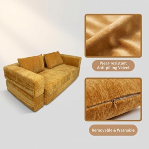 Sofá <span class=keywords><strong>Cama</strong></span> Transformable de Terciopelo sin Marco, Sofá Recto Comprimible, Envío Moderno, Sofá Perezoso de Doble Uso - Product Image 6