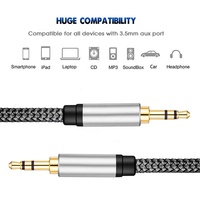 Câble audio auxiliaire Xput en nylon tressé 3 pôles 3,5 mm, câble de connexion stéréo pour casque et haut-parleur