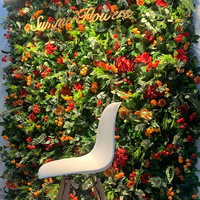 Mur de fleurs artificielles 3D en tissu de soie, 2,4 m x 2,4 m, avec feuilles vertes et hortensias bleus, pour décoration de mariage et de Noël