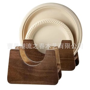 Wooden paper <b>plate</b> <b>rack</b> for home kitchen, tableware <b>rack</b>, disposable <b>plate</b> holder - Product Image 2