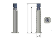 Flacon prérempli en verre durable de marque RY, P-F-S 1 ml (long) / 2,25 ml, avec connecteur Luer-lock ; Logo, couleur et forme personnalisables
