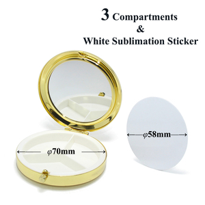 Boîte de rangement portable DIY pour pilules par sublimation, miroir de maquillage de 70 mm, étui de rangement pour capsules de médicaments, boîte métallique par sublimation - Product Image 3