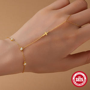 Popolare Bracciale Baciamano da Donna in Argento Sterling 925 con Zirconia Cubica Placcato Oro per Promessa e Anniversario Gioielli all'Ingrosso - Product Image 4